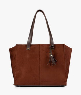 Luxe Archive's Dark brown suede over the shoulder tote bag