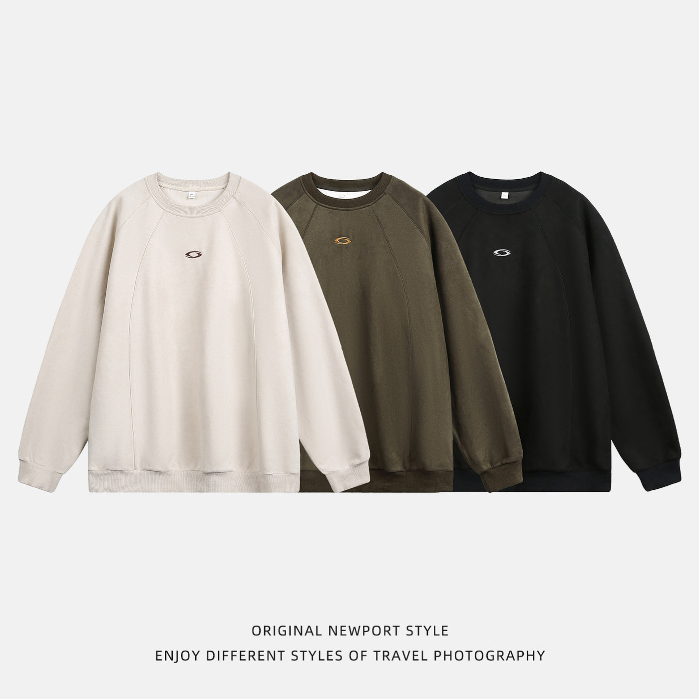 Faux Suede Texture Heavy Round Neck Sweater For Men
