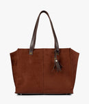 Luxe Archive's  Dark brown suede over the shoulder tote bag