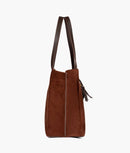 Luxe Archive's  Dark brown suede over the shoulder tote bag