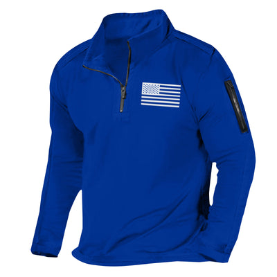 Men's Sports Fashion Zipped Stand Collar Long-sleeved Sweater