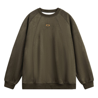 Faux Suede Texture Heavy Round Neck Sweater For Men