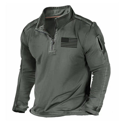 Men's Sports Fashion Zipped Stand Collar Long-sleeved Sweater