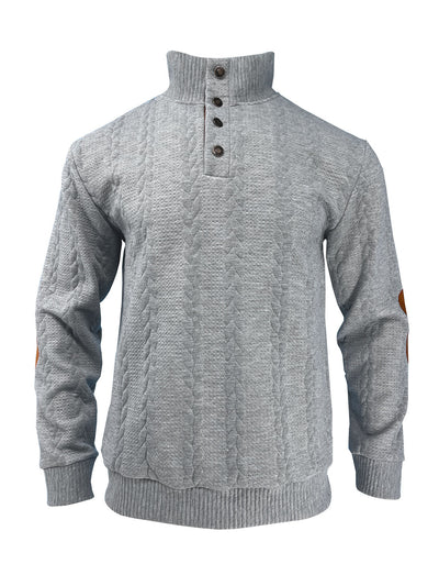 Fashion Jacquard Buckle Long Sleeve Embroidered Patch Sweater