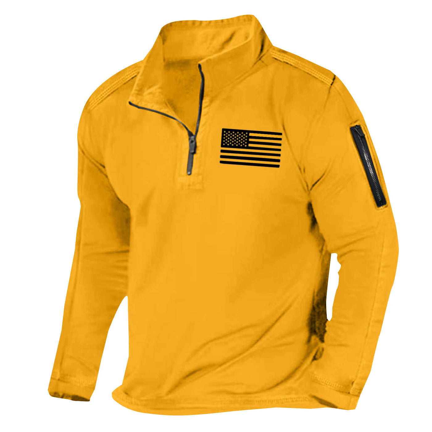 Men's Sports Fashion Zipped Stand Collar Long-sleeved Sweater